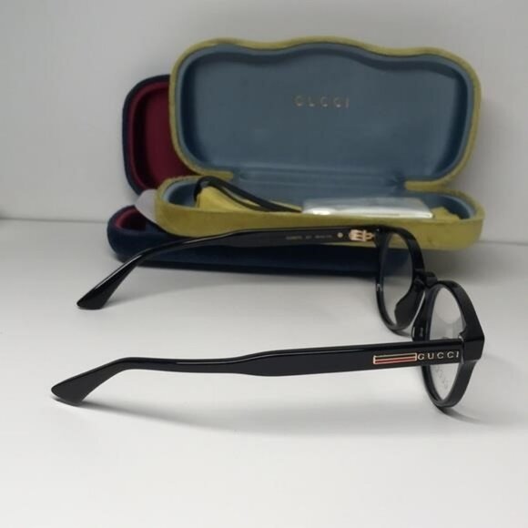 New Authentic Gucci GG0827O 001 Black Round Eyeglasses - Picture 9 of 11